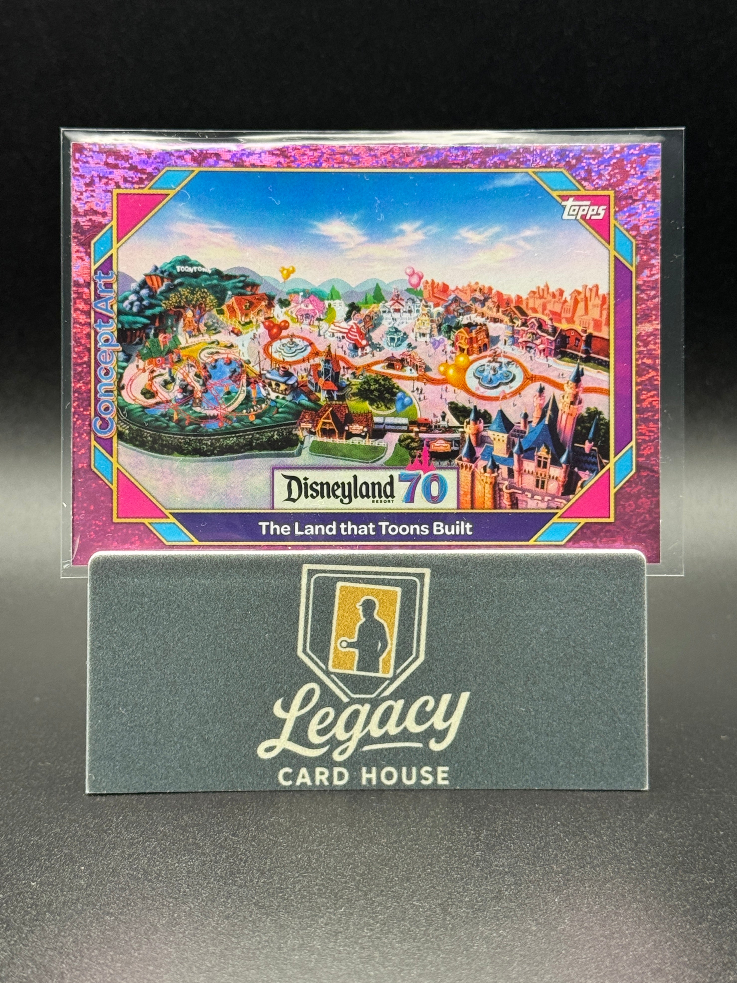 2025 Topps Disneyland 70th Anniv. The Land that Toons Built Pink Shimmer Foil