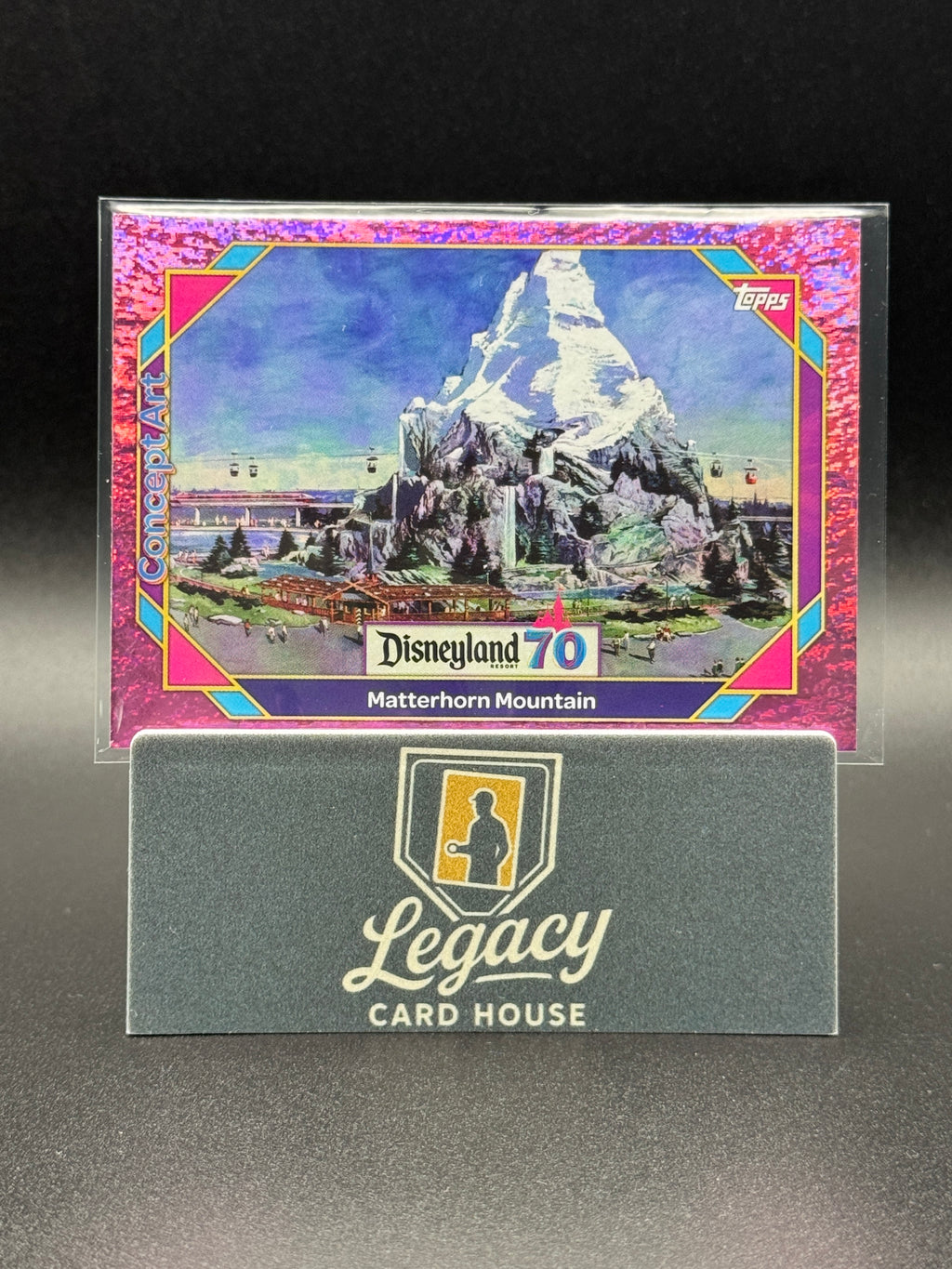 2025 Topps Disneyland 70th Anniv. Matterhorn Mountain Pink Shimmer Foil