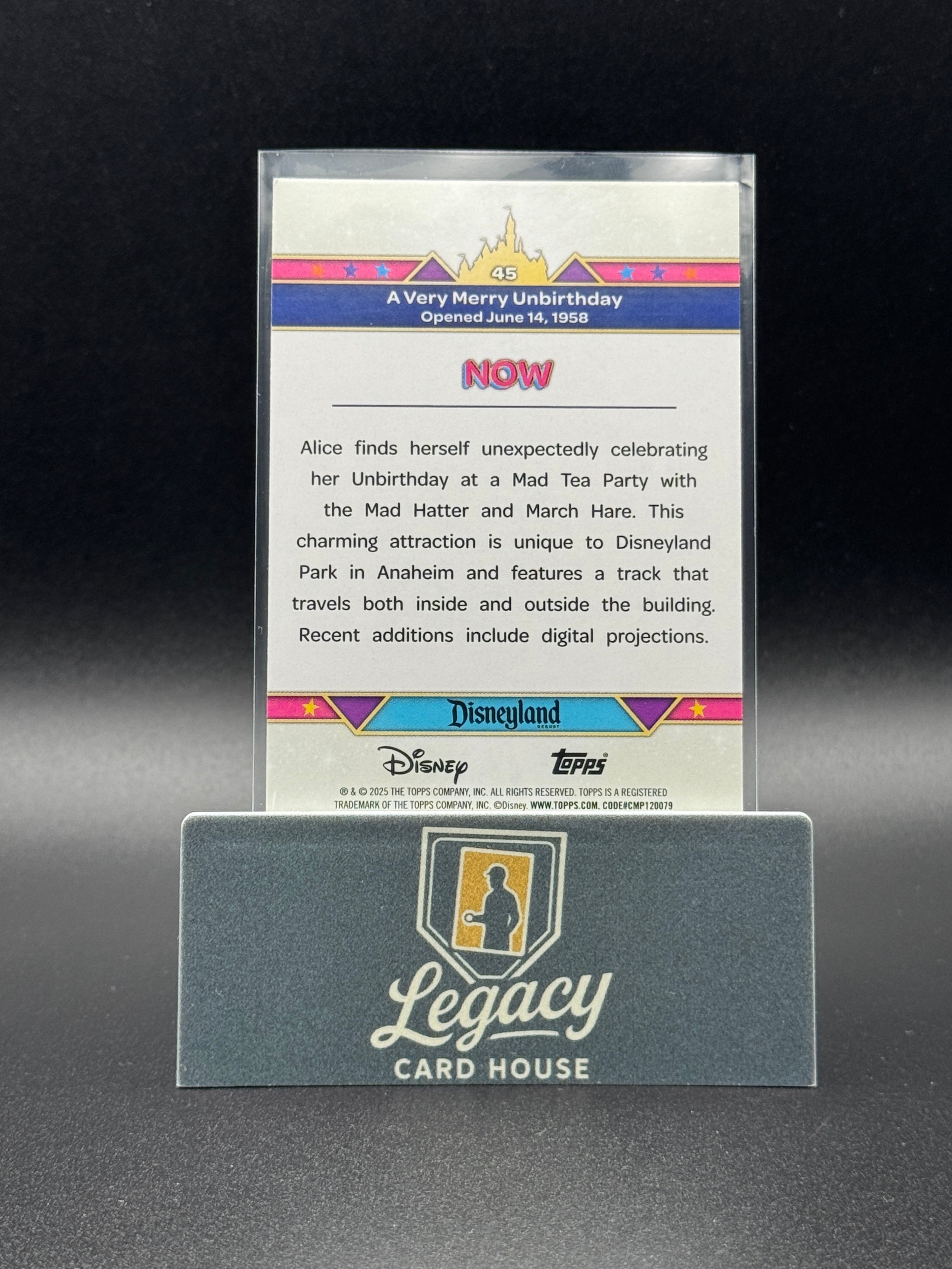 2025 Topps Disneyland 70th Anniv. A Very Merry Unbirthday Pink Shimmer Foil