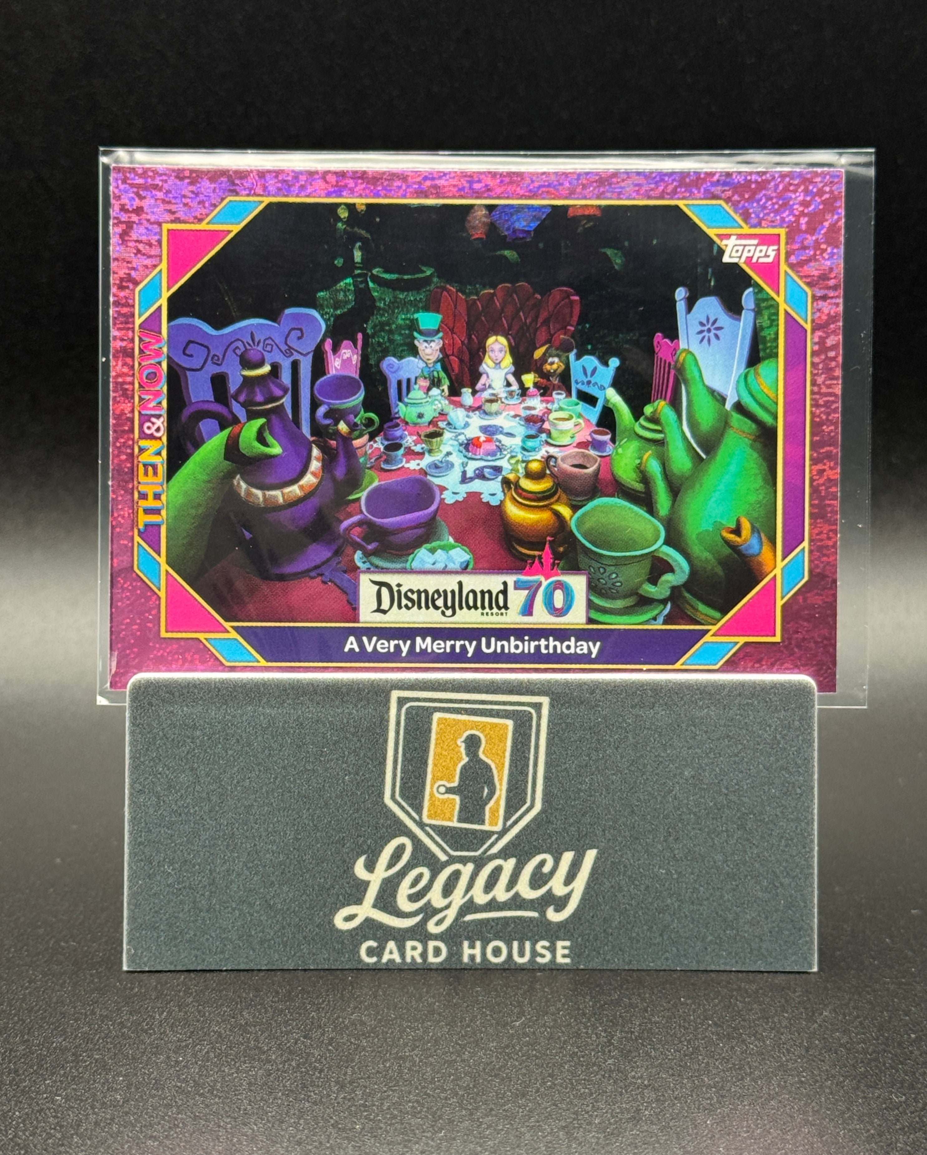 2025 Topps Disneyland 70th Anniv. A Very Merry Unbirthday Pink Shimmer Foil