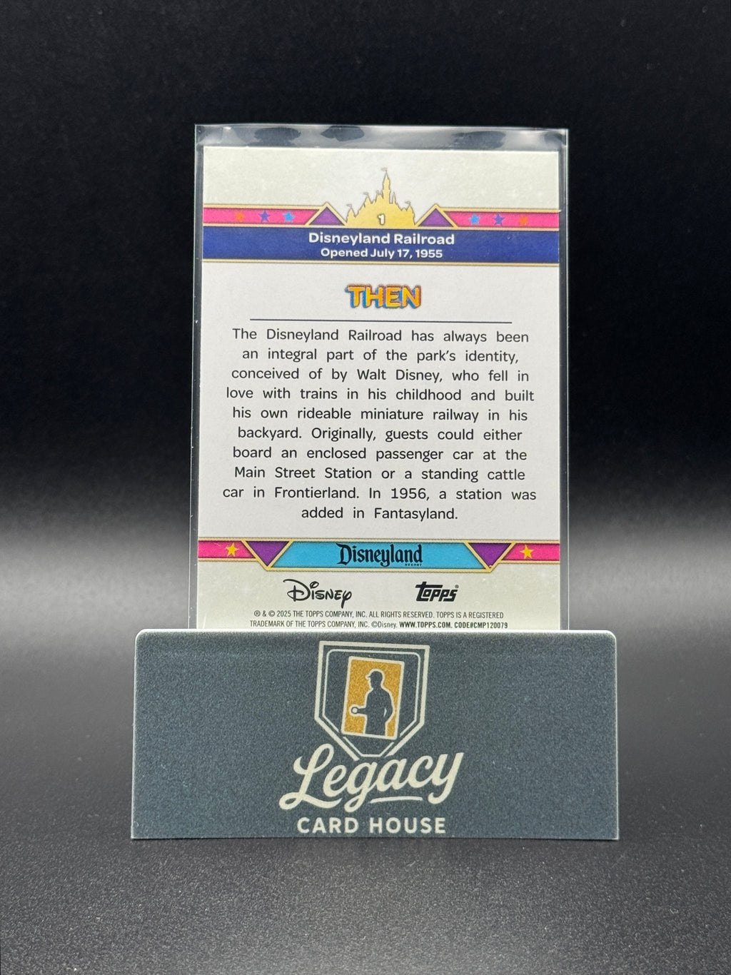 2025 Topps Disneyland 70th Anniversary #1 Disneyland Railroad Pink Shimmer Foil