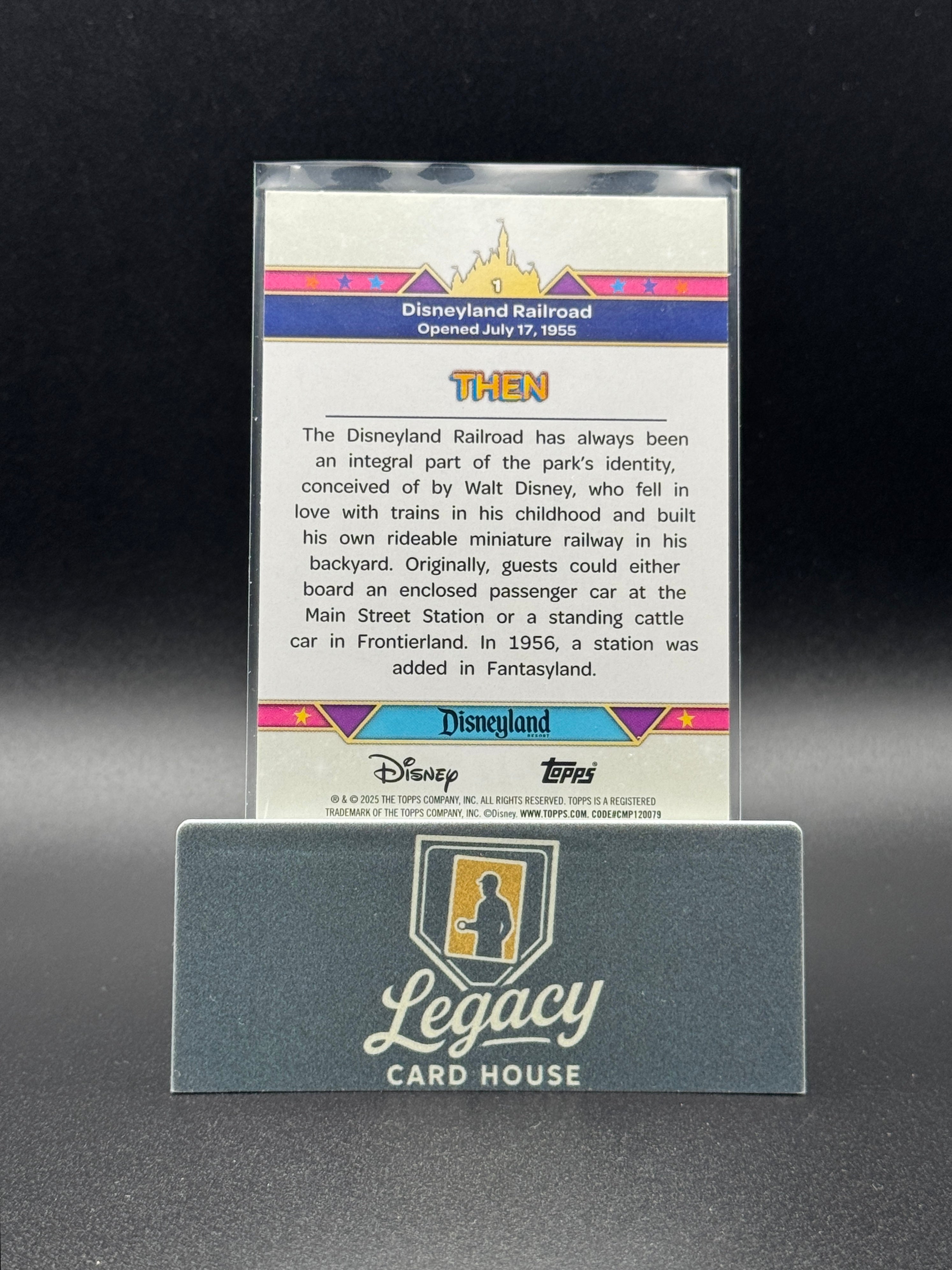 2025 Topps Disneyland 70th Anniversary #1 Disneyland Railroad Pink Shimmer Foil