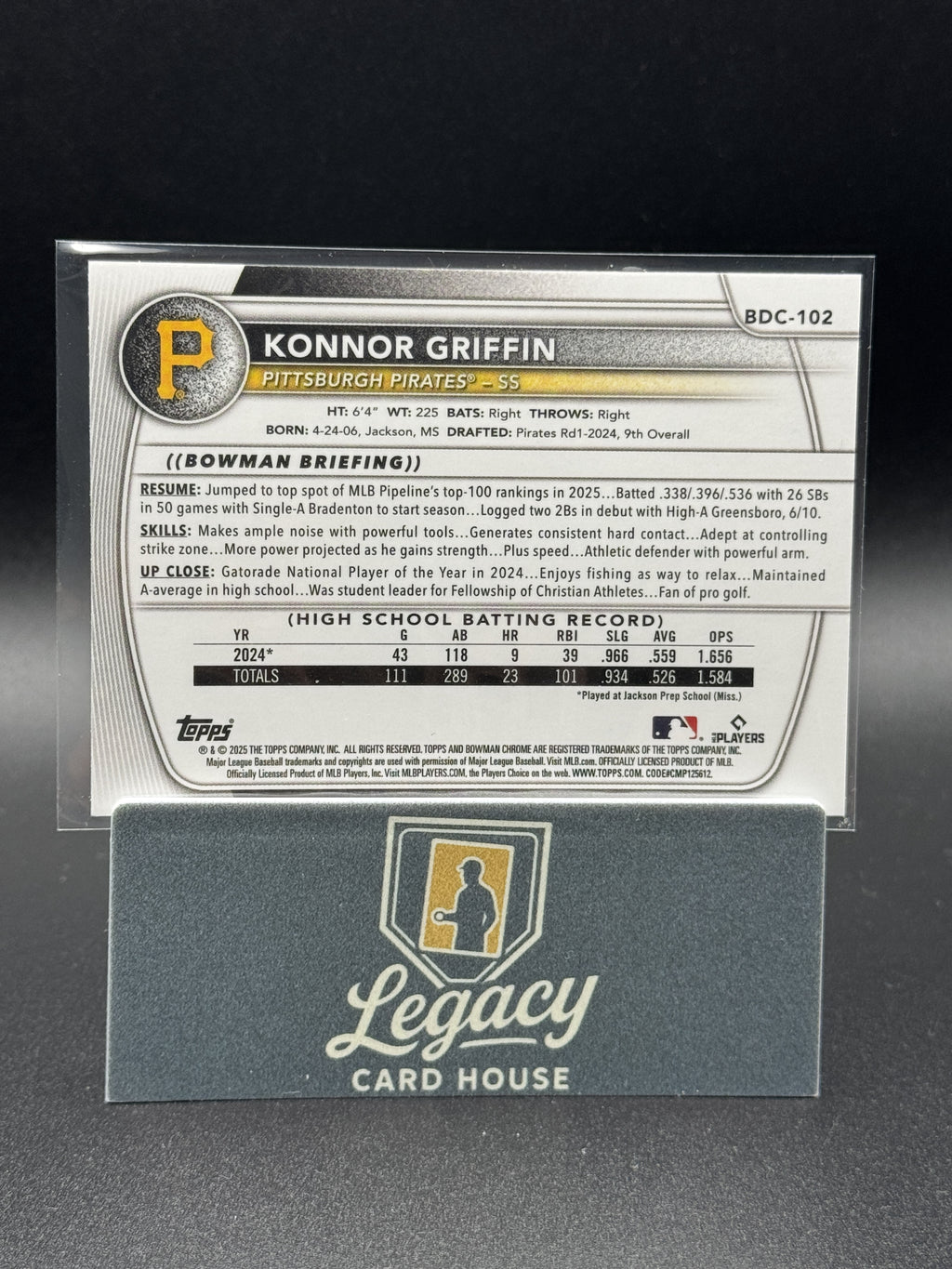 2025 Bowman Draft #BDC-102 Konnor Griffin Chrome