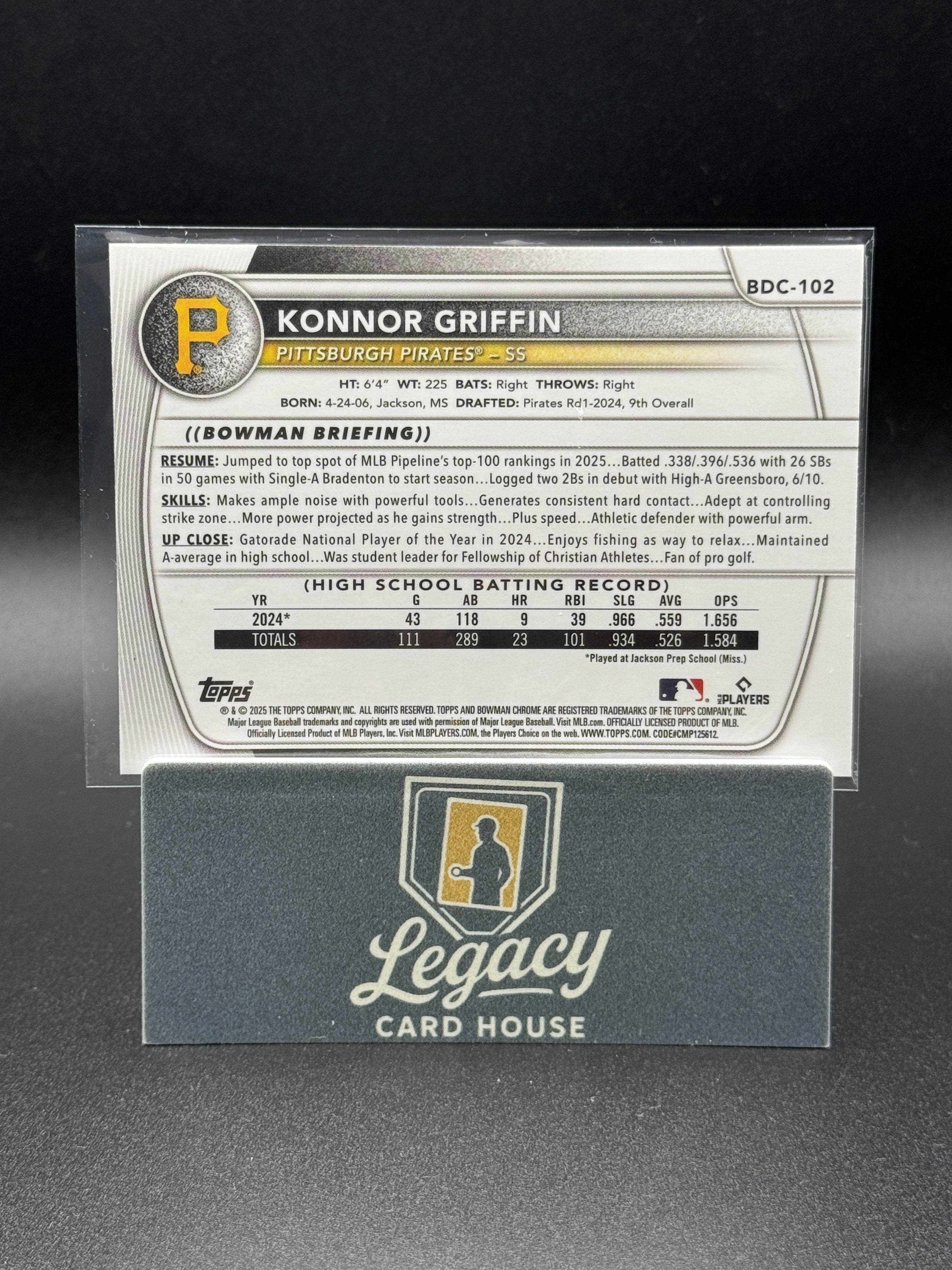 2025 Bowman Draft #BDC-102 Konnor Griffin Chrome Laser Refractor