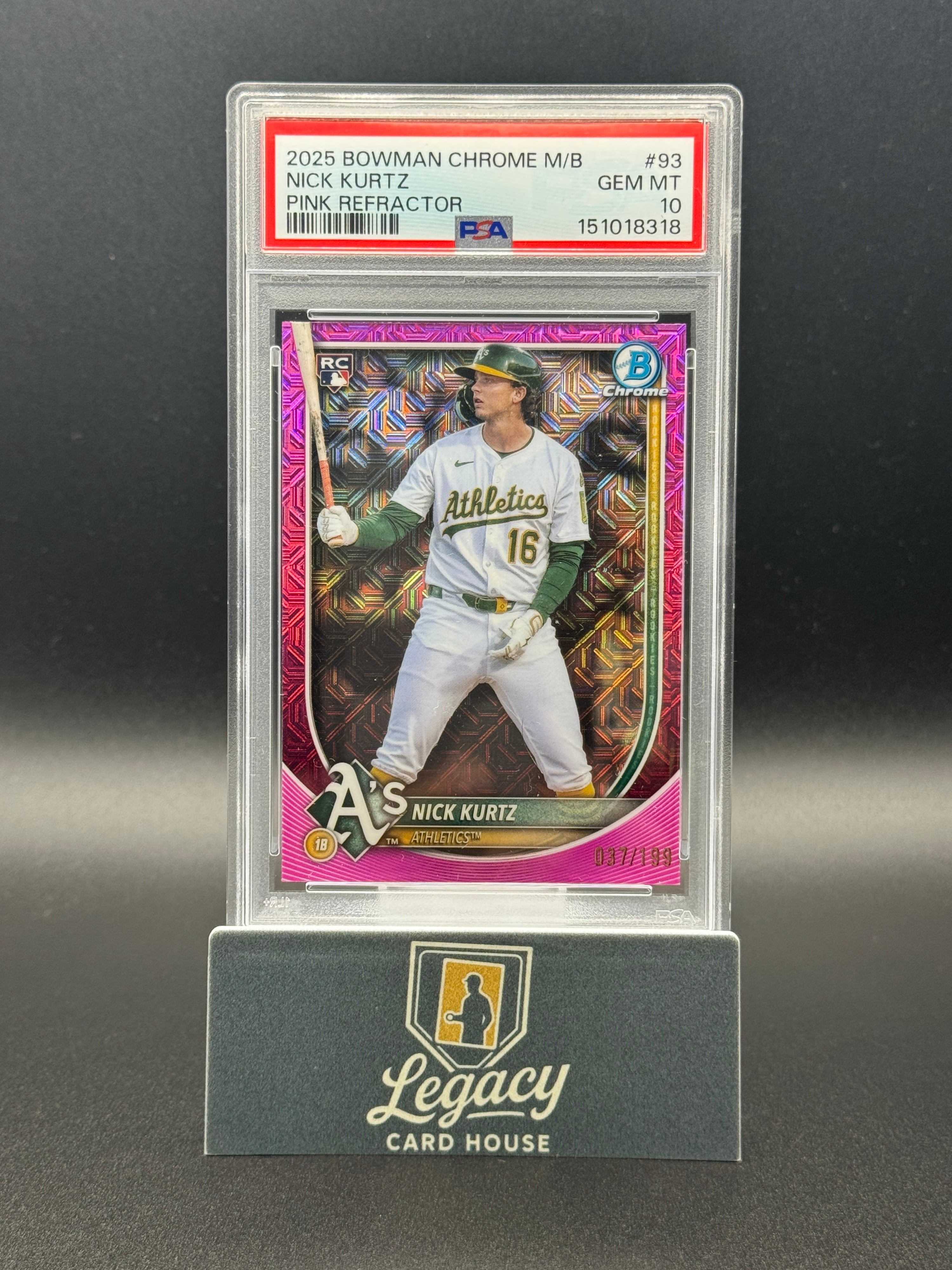 2025 Bowman Chrome #93 Nick Kurtz Pink Mojo PSA 10 #/199