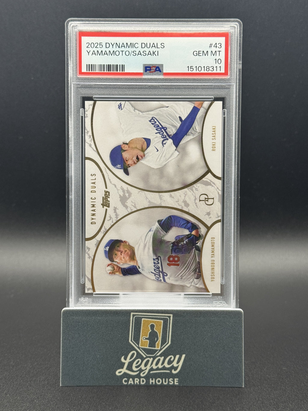 2025 Topps Dynamic Duals #43 Yoshinobu Yamamoto / Roki Sasaki PSA 10