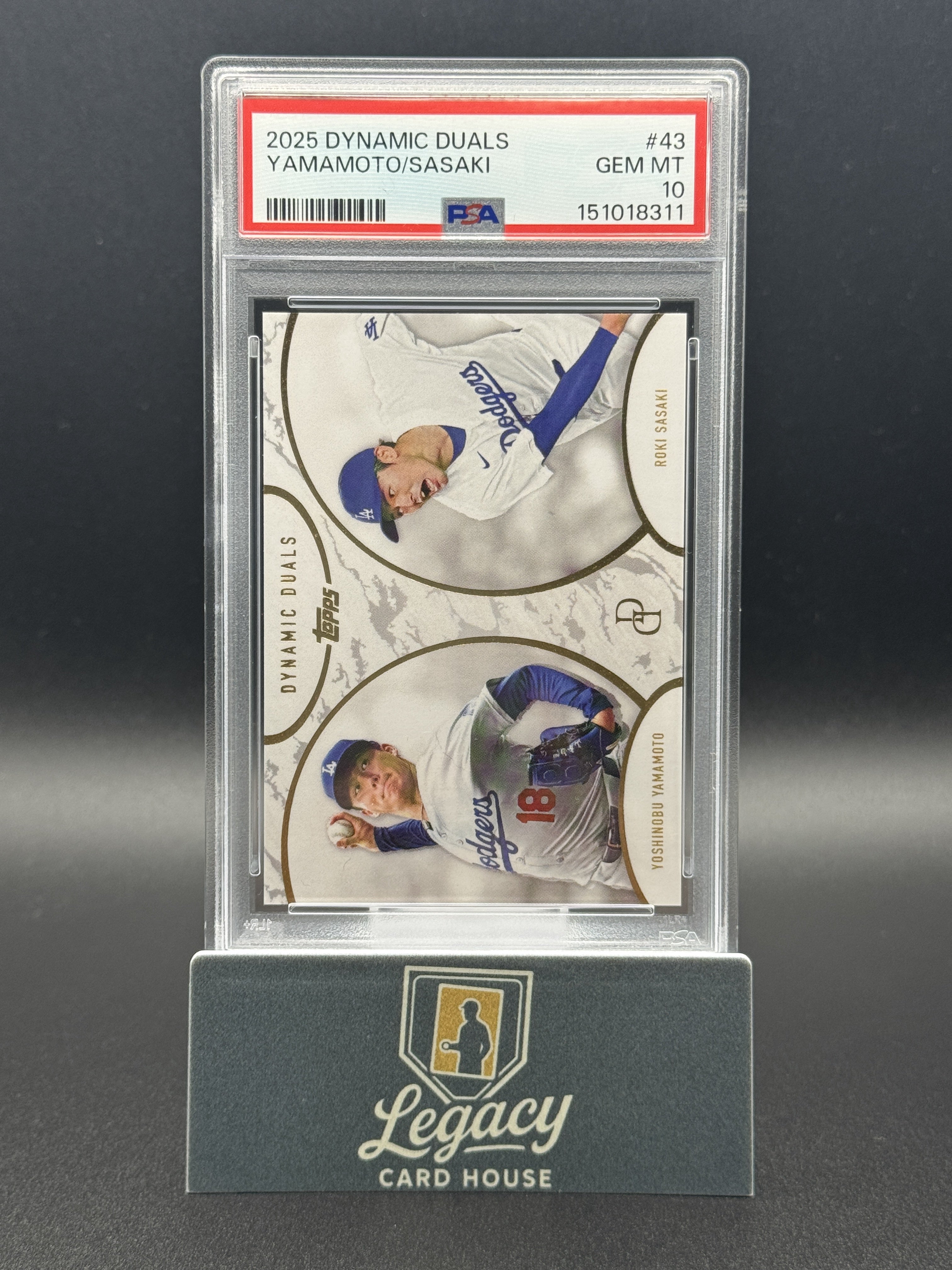 2025 Topps Dynamic Duals #43 Yoshinobu Yamamoto / Roki Sasaki PSA 10