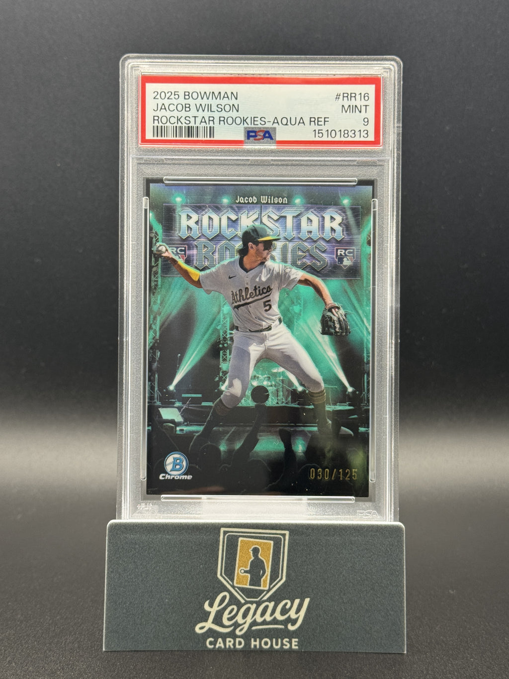 2025 Bowman #RR-16 Jacob Wilson Rockstar Rookies Aqua Refractor PSA 9 #/125