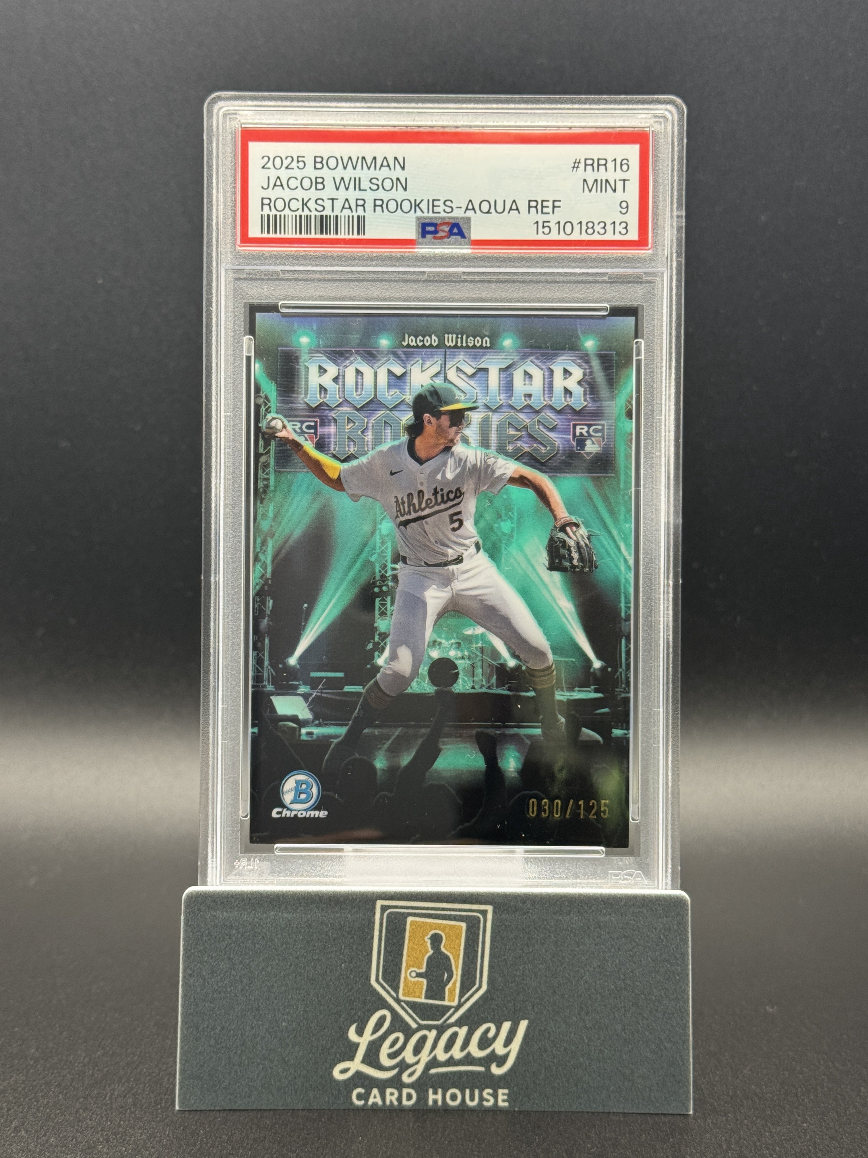 2025 Bowman #RR-16 Jacob Wilson Rockstar Rookies Aqua Refractor PSA 9 #/125
