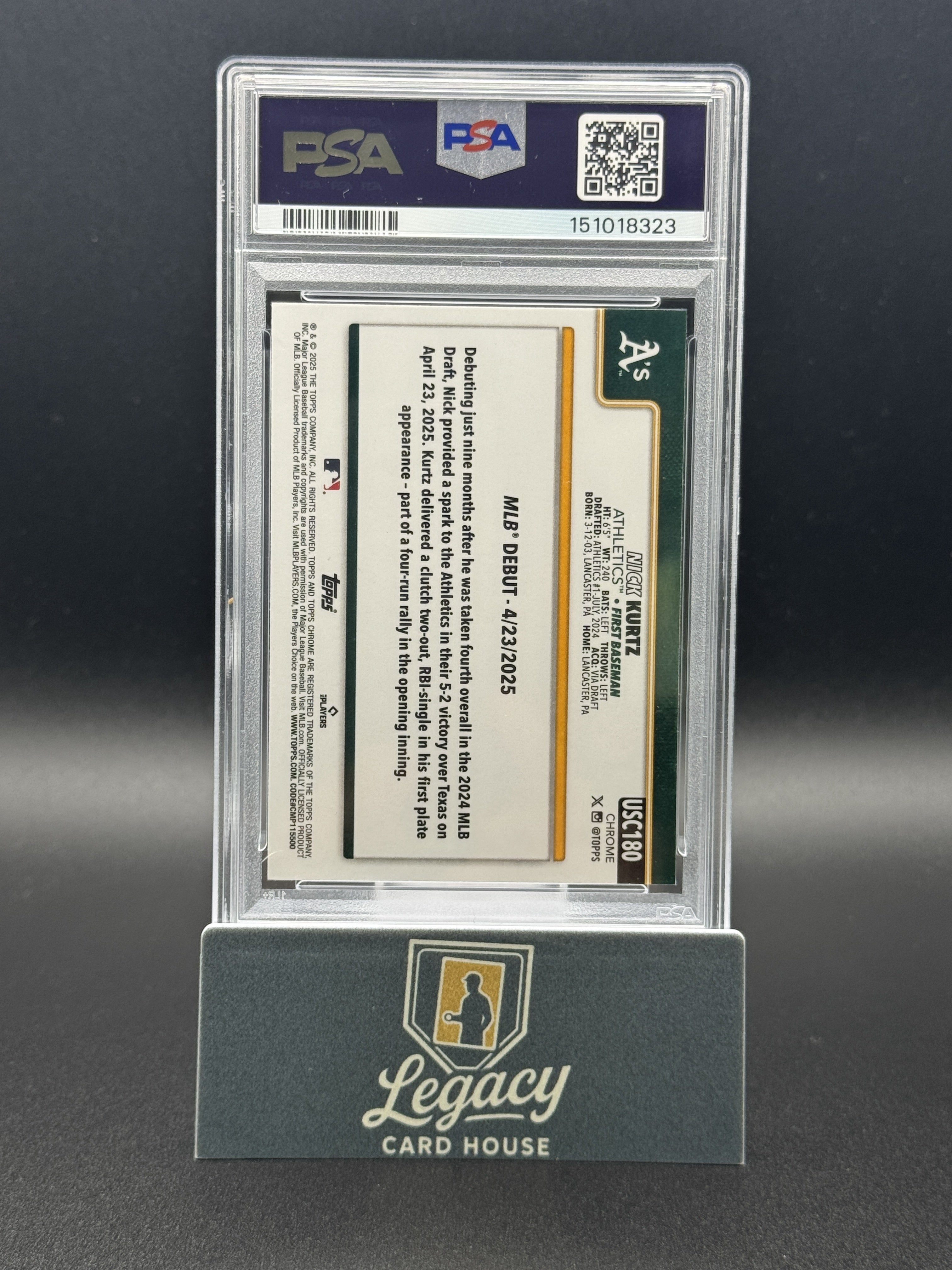 2025 Topps Chrome Update #USC180 Nick Kurtz X-Fractors PSA 9