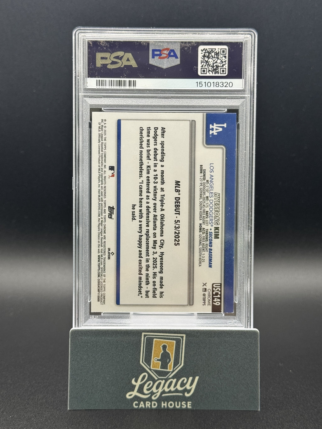 2025 Topps Chrome Update #USC149 Hyeseong Kim Teal Refractors PSA 9 #/299