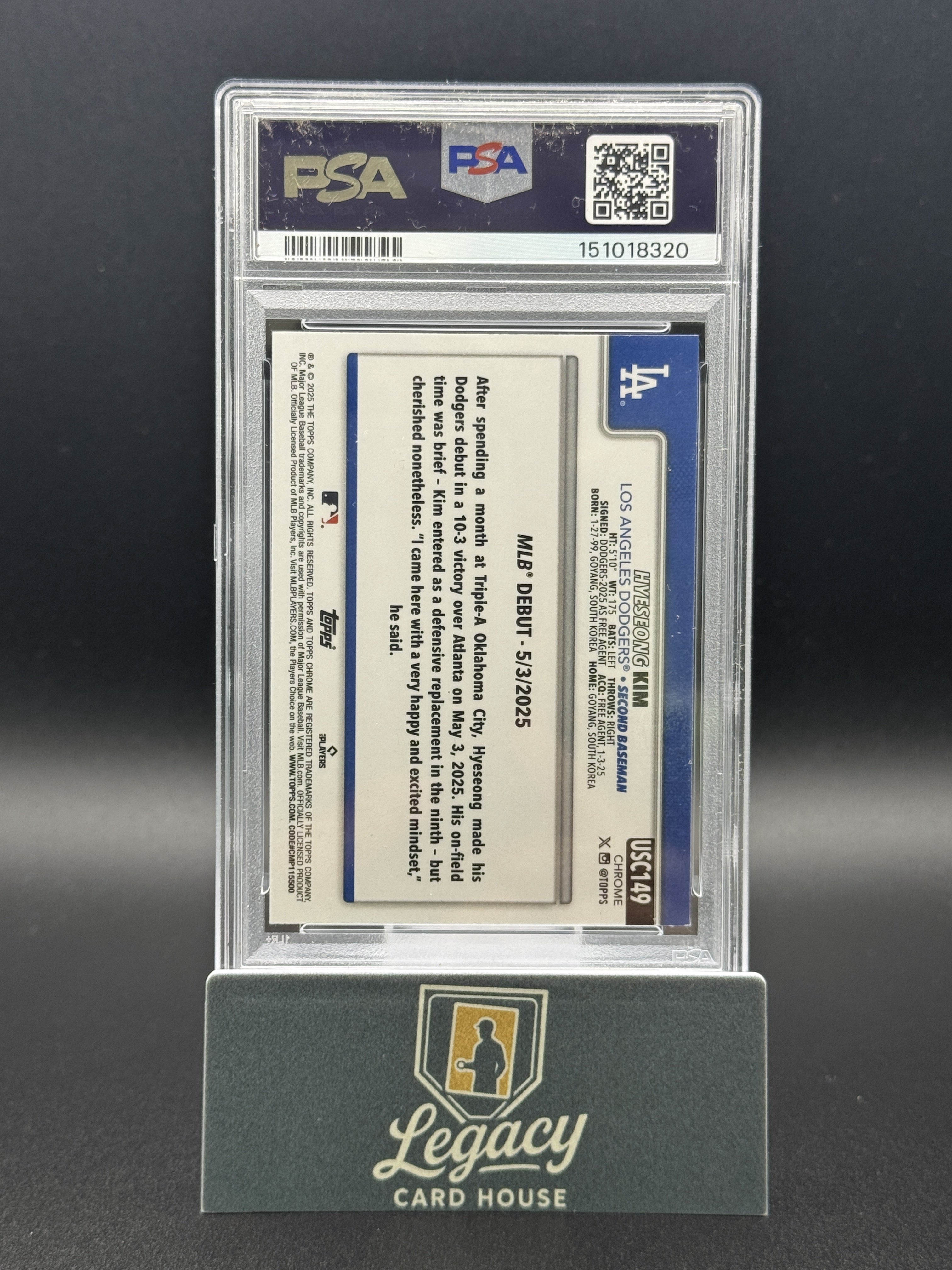 2025 Topps Chrome Update #USC149 Hyeseong Kim Teal Refractors PSA 9 #/299