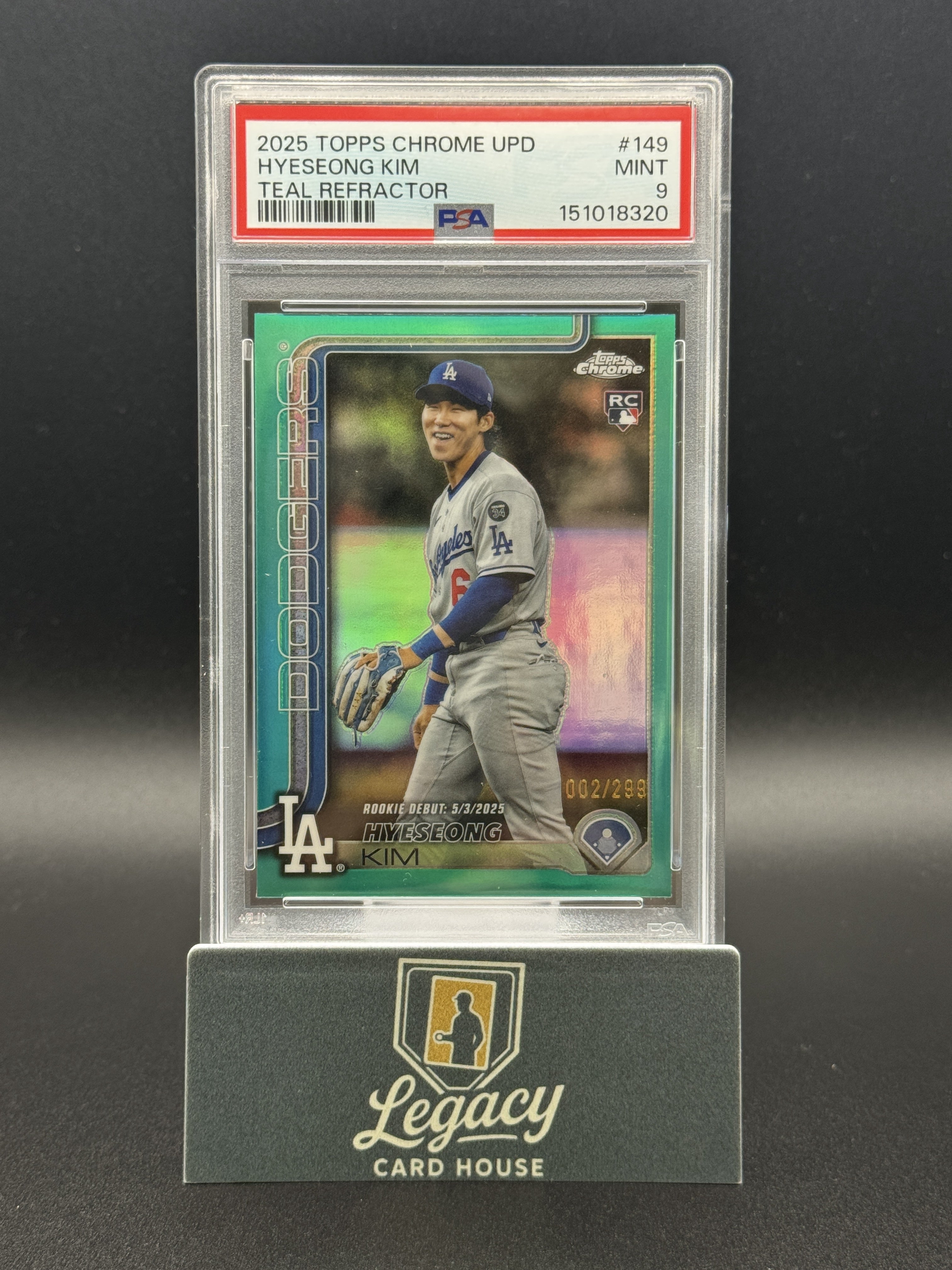 2025 Topps Chrome Update #USC149 Hyeseong Kim Teal Refractors PSA 9 #/299