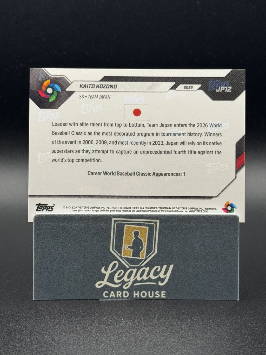 2026 Topps Now World Baseball Classic Team Japan #JP12 Kaito Kozono