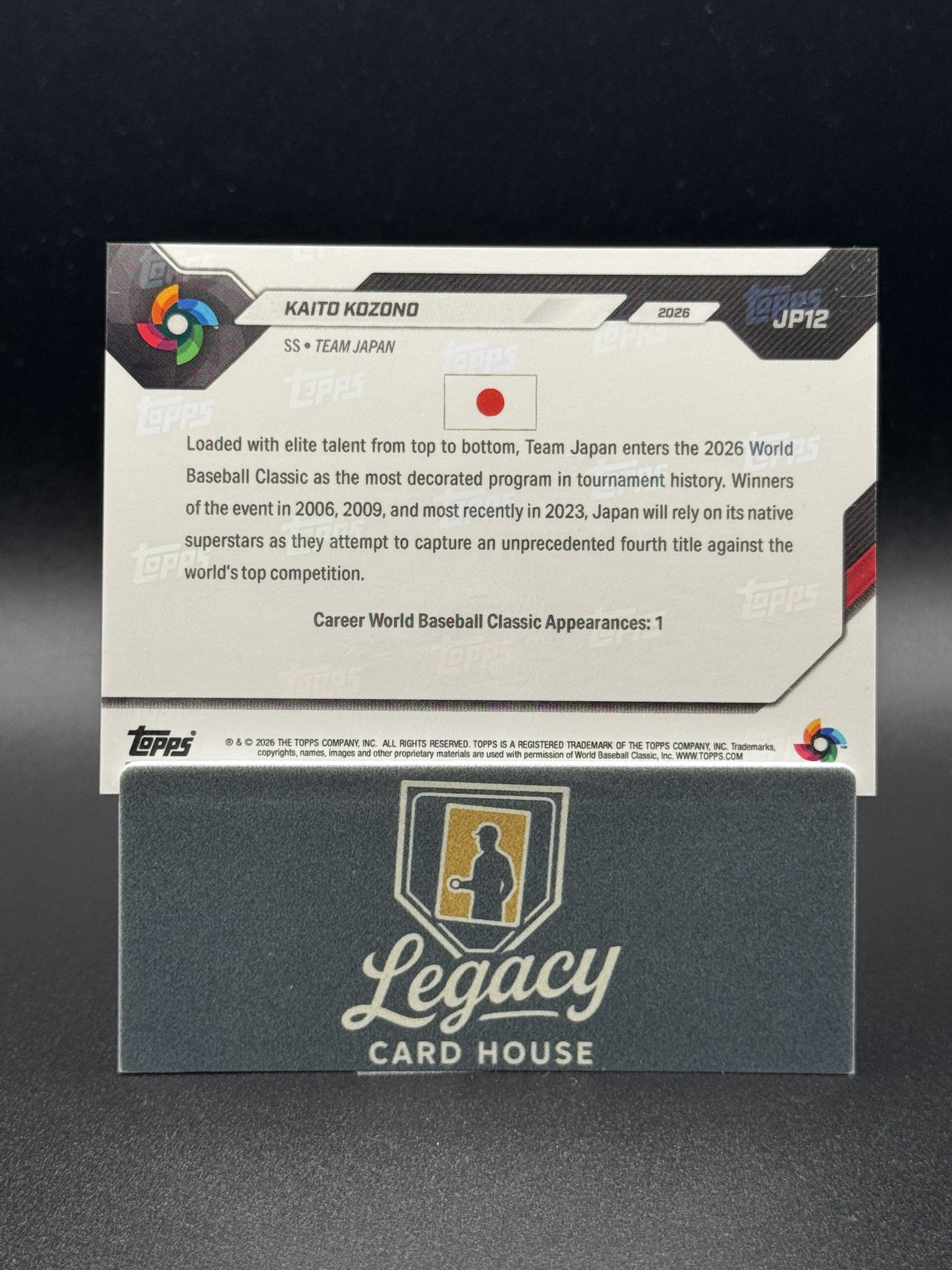 2026 Topps Now World Baseball Classic Team Japan #JP12 Kaito Kozono