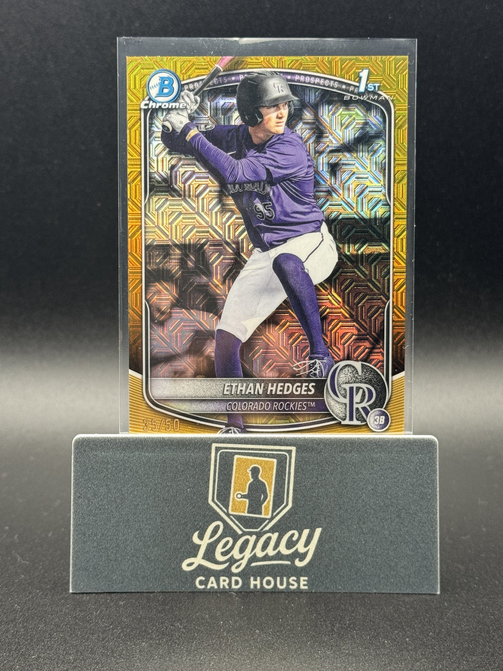 2025 Bowman Draft #BDC-148 Ethan Hedges Chrome Gold Mojo Refractor #/50