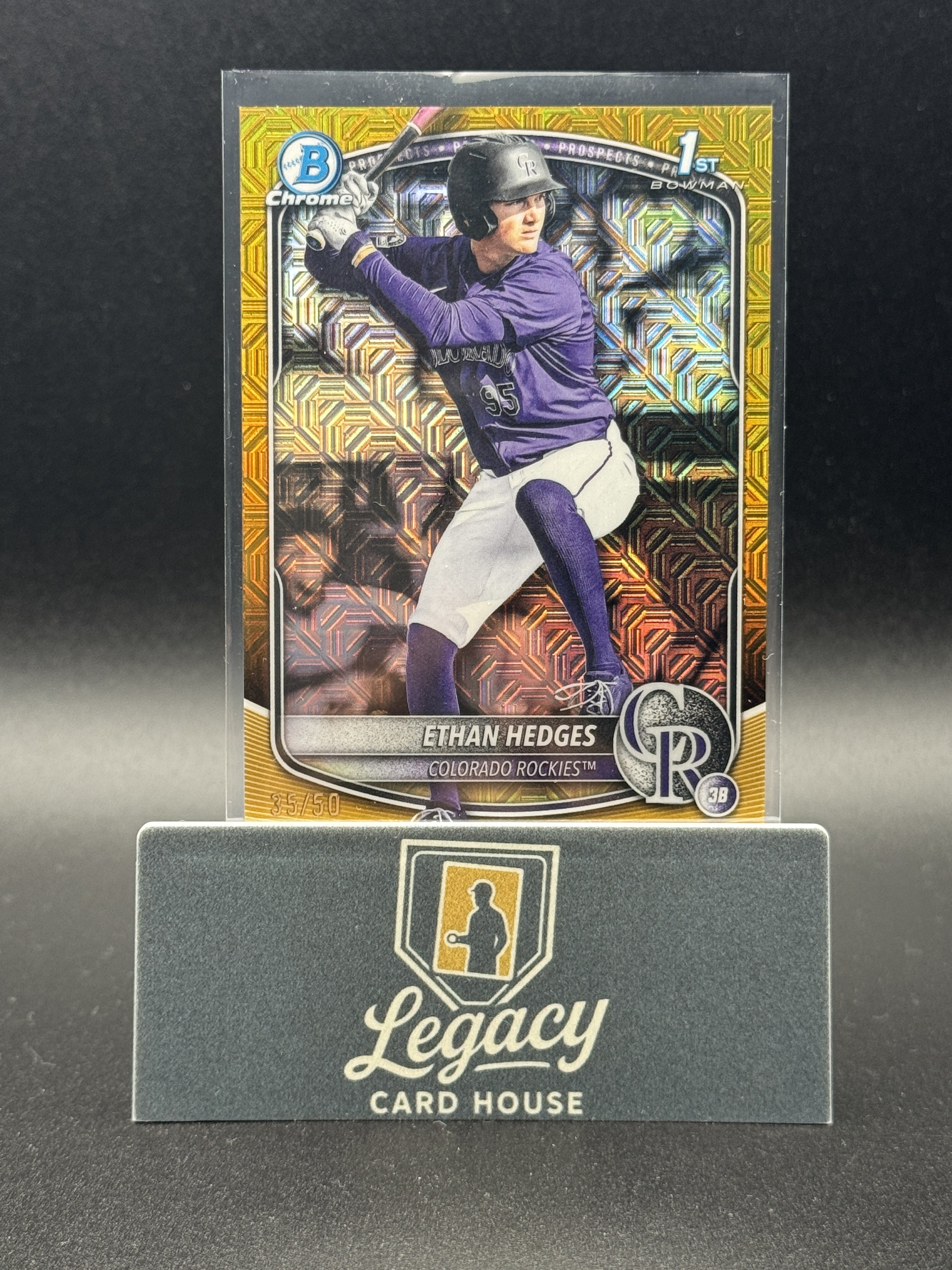2025 Bowman Draft #BDC-148 Ethan Hedges Chrome Gold Mojo Refractor #/50