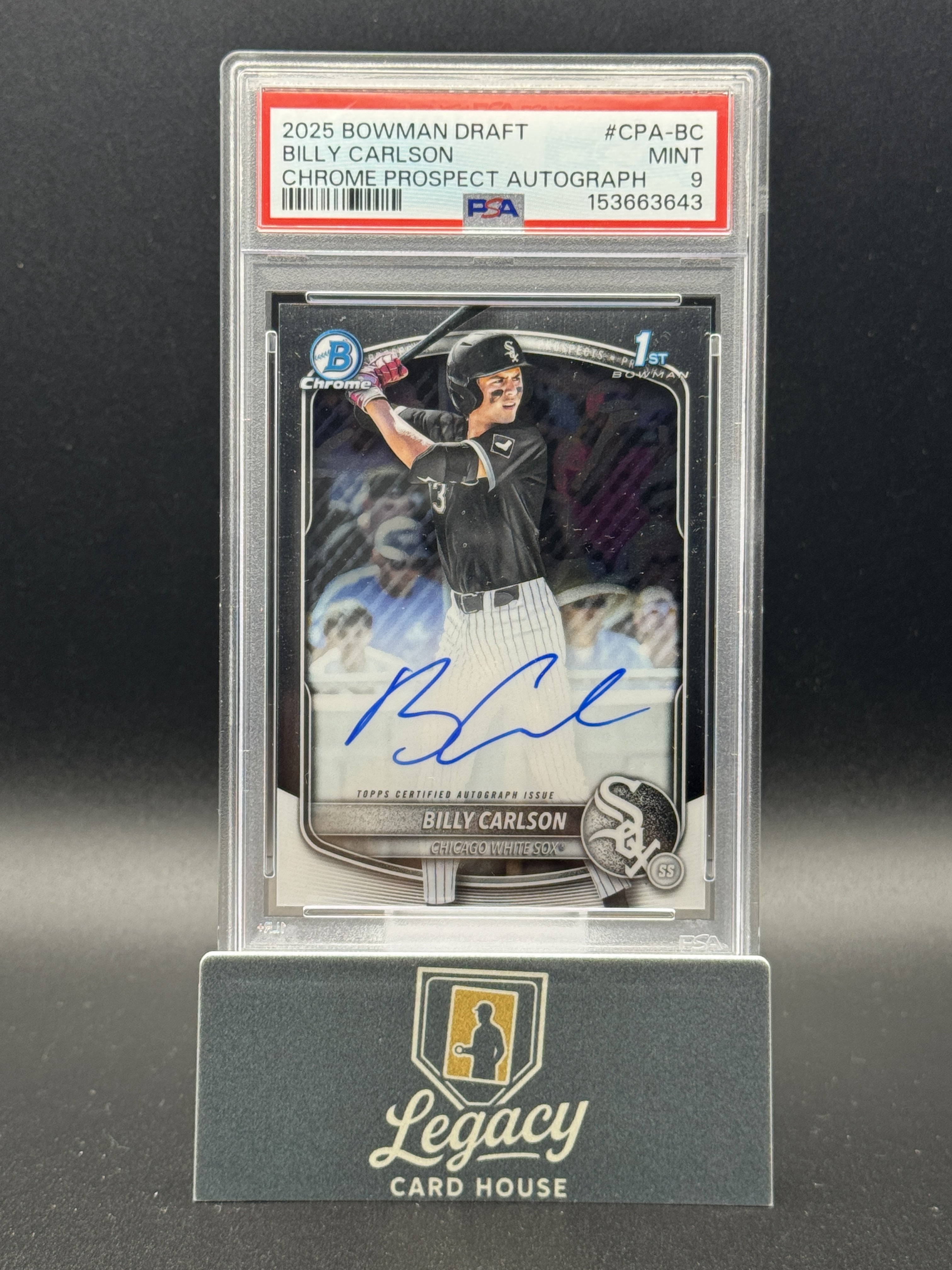2025 Bowman Draft #CPA-BC Billy Carlson Chrome Prospect Autographs PSA 9