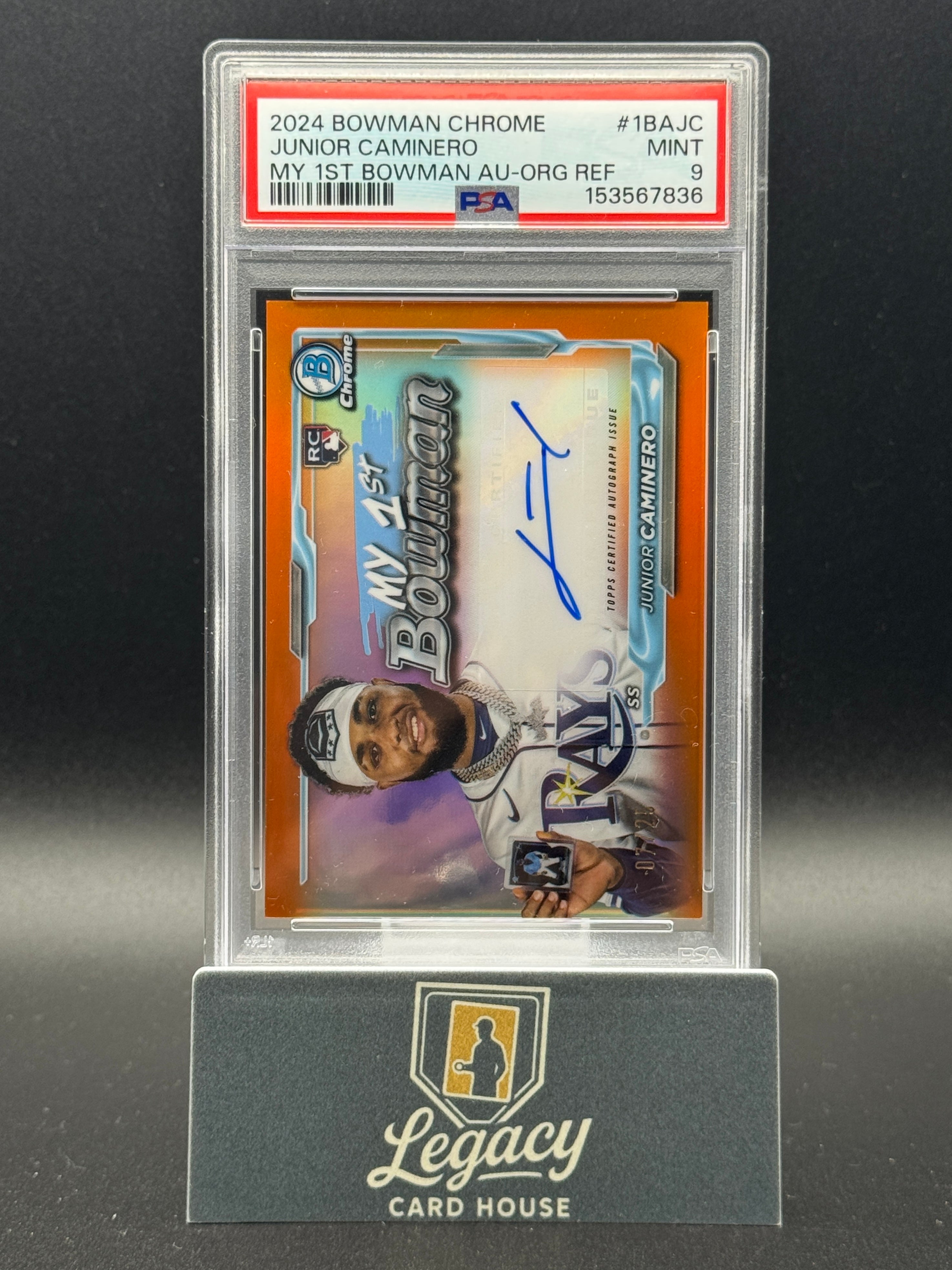 2024 Bowman Chrome Junior Caminero My 1st Bowman AutoOrange Refr. PSA 9 #/25