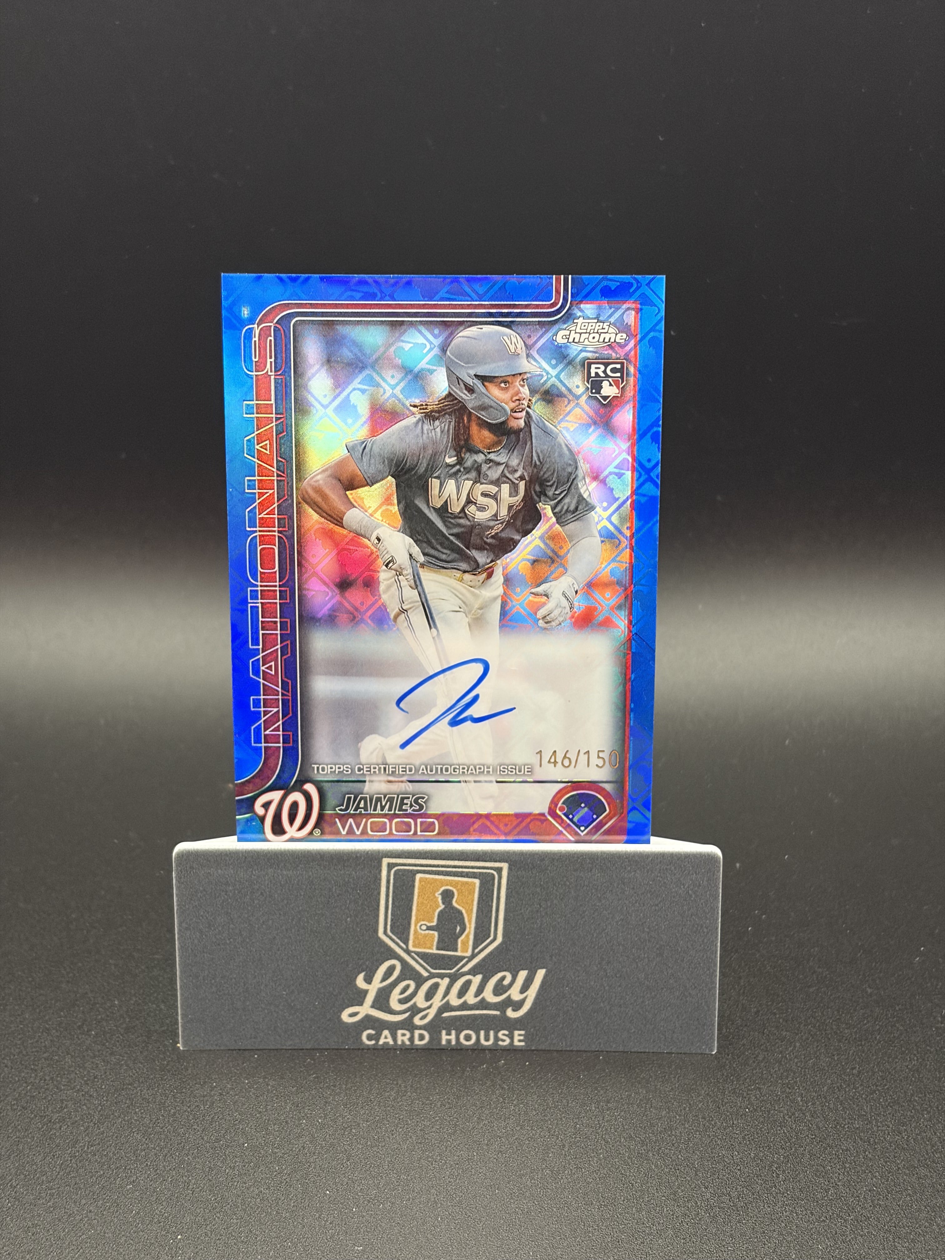 2025 Topps Chrome Logofractor #RA-JWO James Wood Rookie Autos Blue #/150