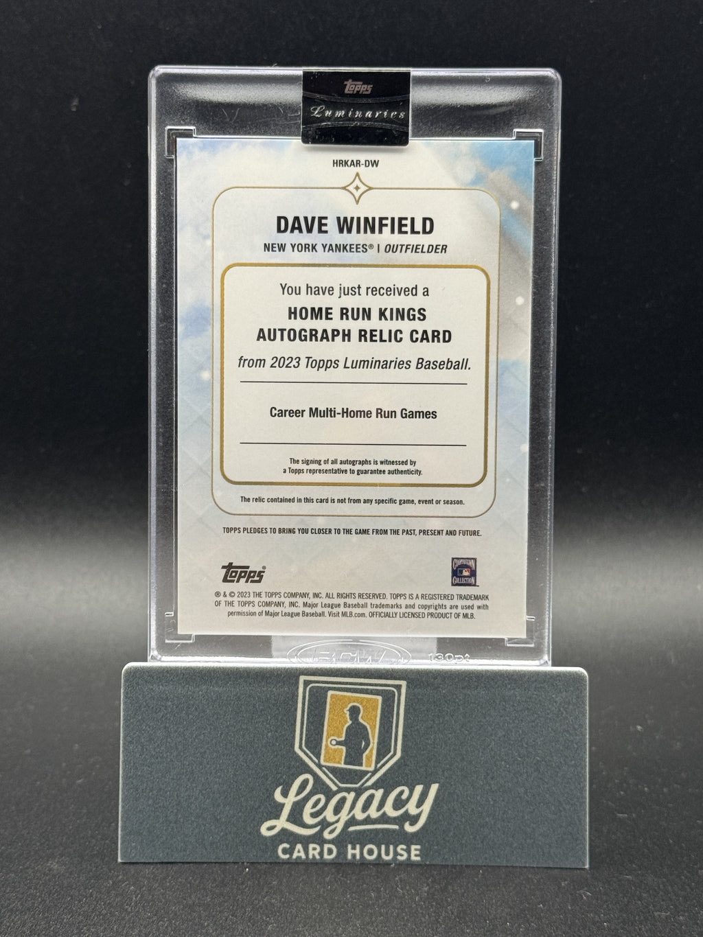 2024 Topps Luminaries Home Run Kings Autographs Relics Blue Dave Winfield #/10