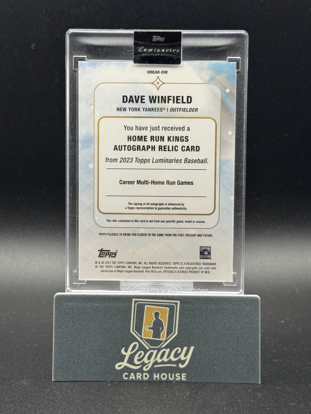 2024 Topps Luminaries Home Run Kings Autographs Relics Blue Dave Winfield #/10