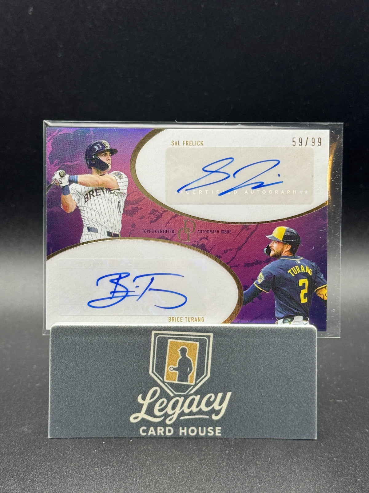 2025 Topps Dynamic Duals #21G Sal Frelick / Brice Turang Dual Autos Purple #/99