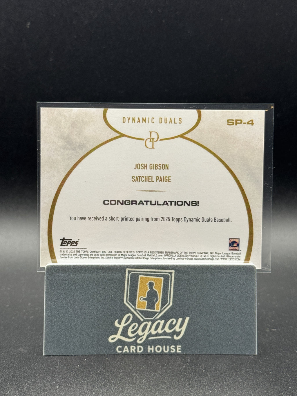 2025 Topps Dynamic Duals #SP-4 Josh Gibson / Satchel Paige Short Print Pairings