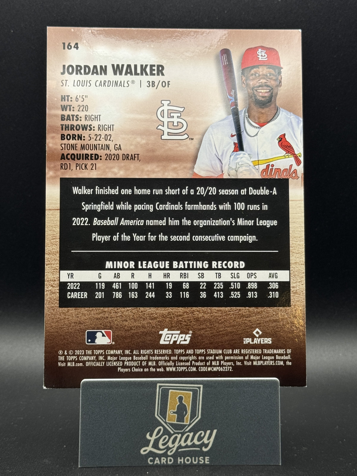 2023 Stadium Club #164 Jordan Walker Oversized Box Toppers
