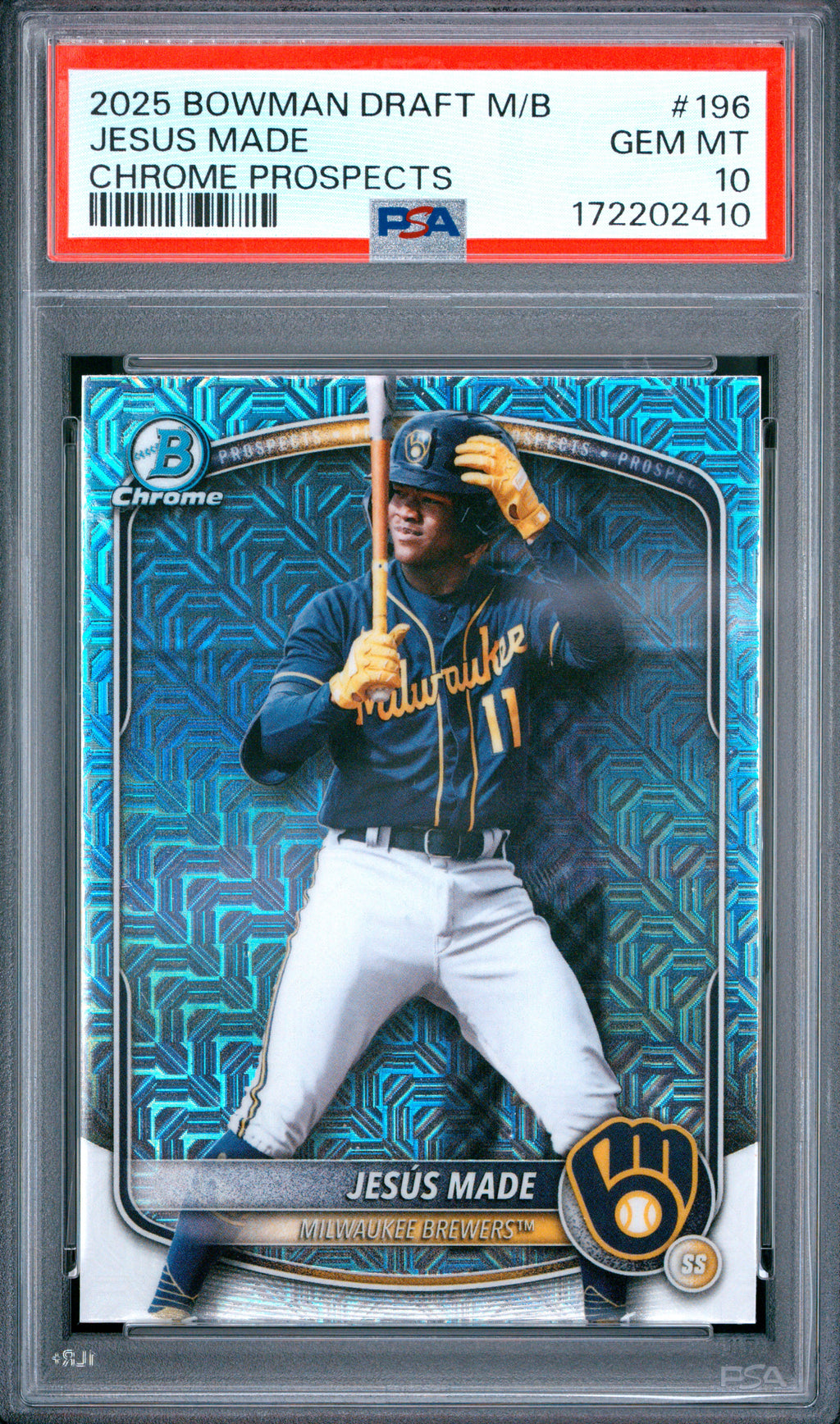 2025 Bowman Draft Mega Box #196 Jesus Made Chrome Prospects PSA 10
