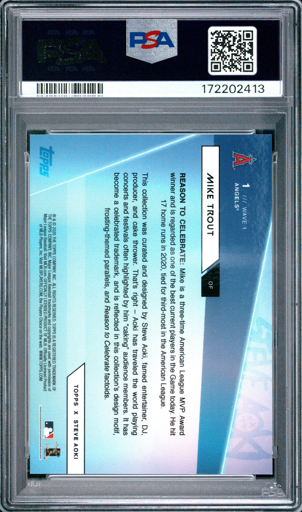 2020 Topps X Steve Aoki #1 Mike Trout PSA 10