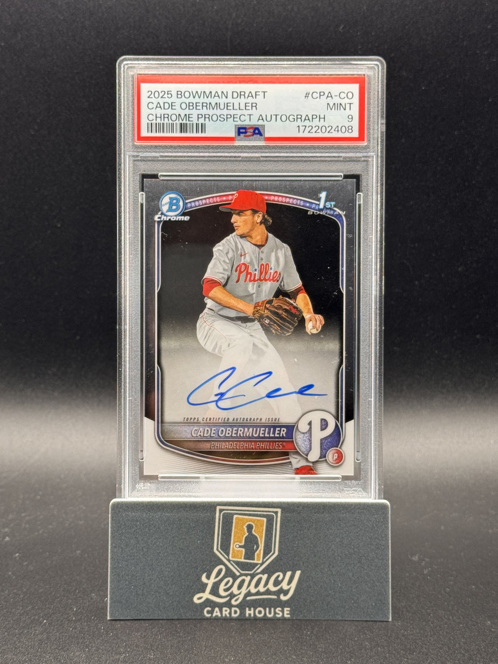 2025 Bowman Draft Chrome Prospect Autographs Cade Obermueller #CPA-CO PSA 9