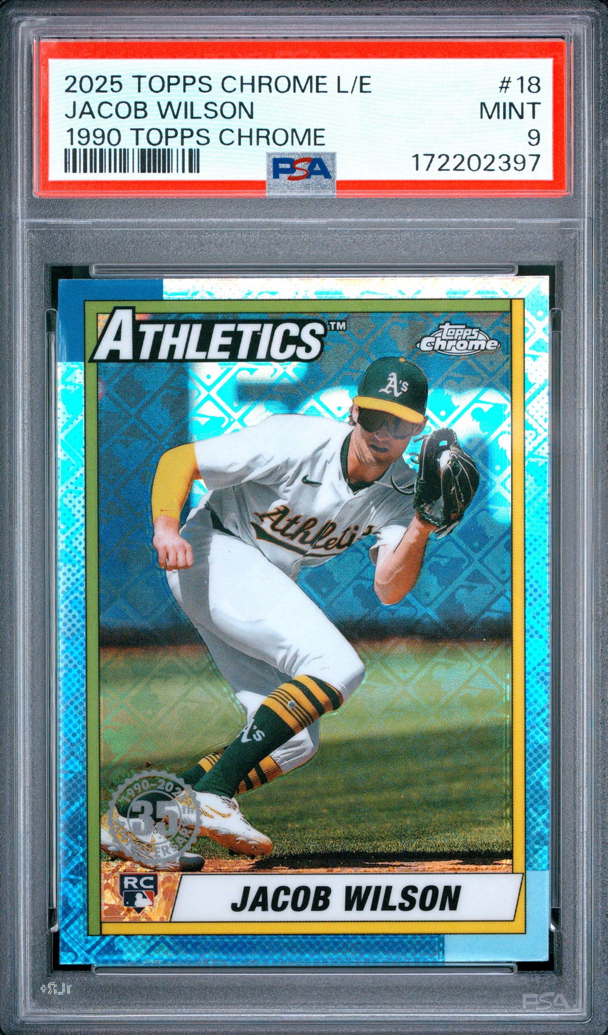 2025 Topps Chrome Logofractor Edition 1990 Topps Chrome #18 Jacob Wilson PSA 9