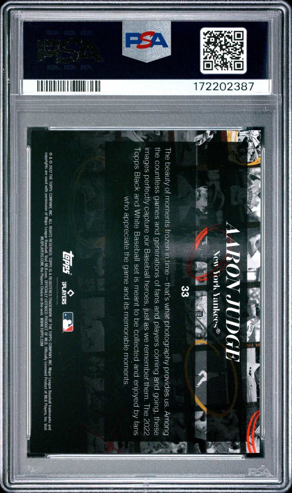 2022 Topps Black And White #33 Aaron Judge PSA 10