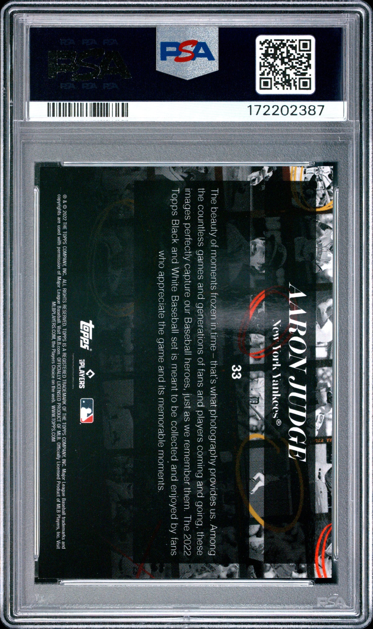 2022 Topps Black And White #33 Aaron Judge PSA 10