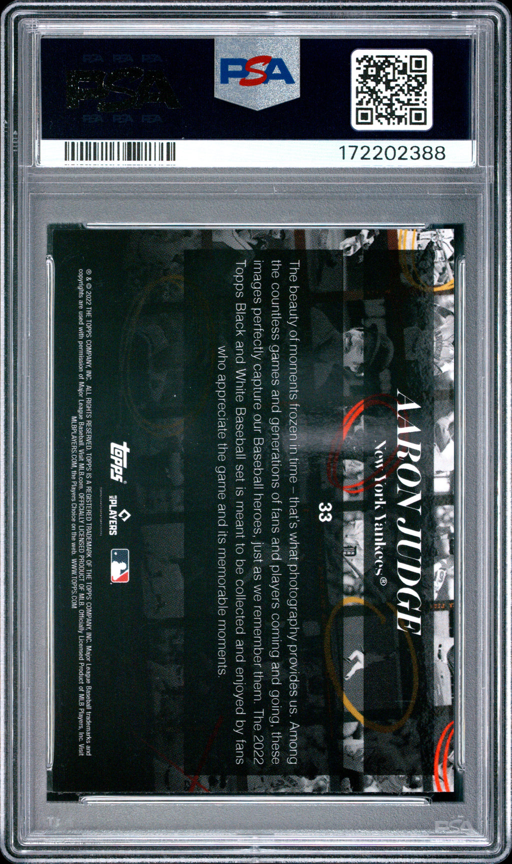 2022 Topps Black And White #33 Aaron Judge PSA 10