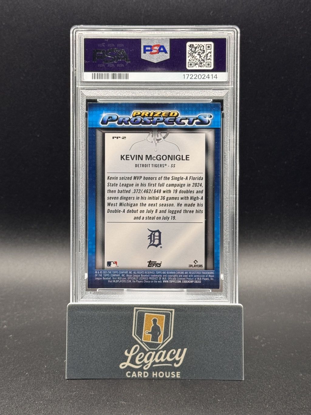 2025 Bowman Draft #PP-2 Kevin McGonigle Prized Prospects Refractor PSA 9 #/250